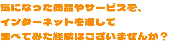 気になった商品やサービスを、インターネットを通して調べてみた経験はございませんか？